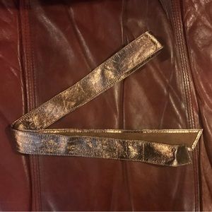 Bronze Metallic Leather Sash Belt